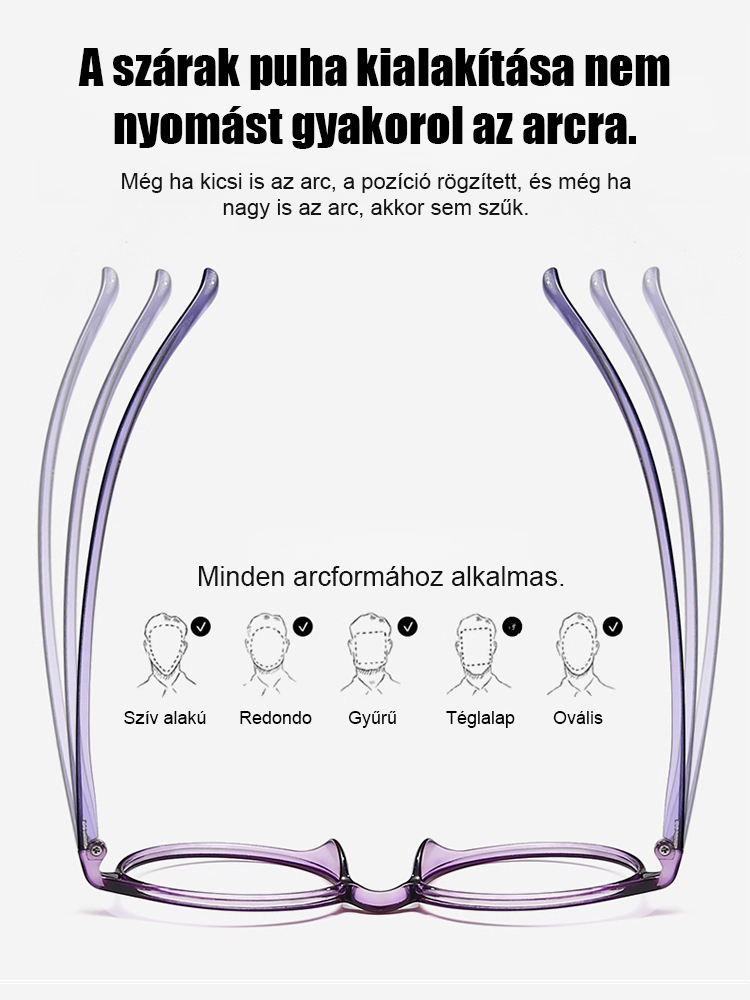 Divatos, kényelmes, összecsukható szemüveg, nagy felbontású, kékfény szűrős, automatikus fókuszálású