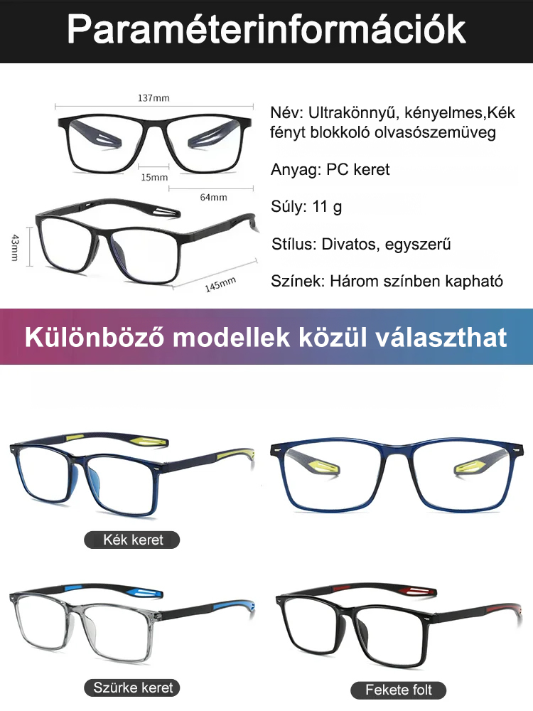 Stílusos új kékfény-szűrős olvasószemüveg férfiaknak és nőknek