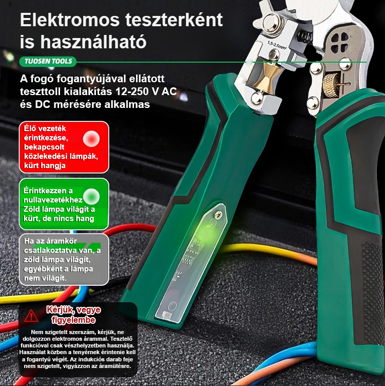 🔥【Többfunkciós】 Összecsukható feszültségmérő, csavarhúzó és csupaszoló fogó.