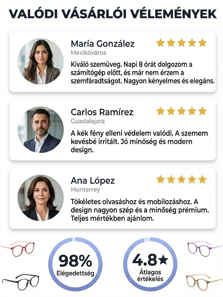 Prémium kékfény-szűrő, multifokális, fáradtság elleni szemüveg