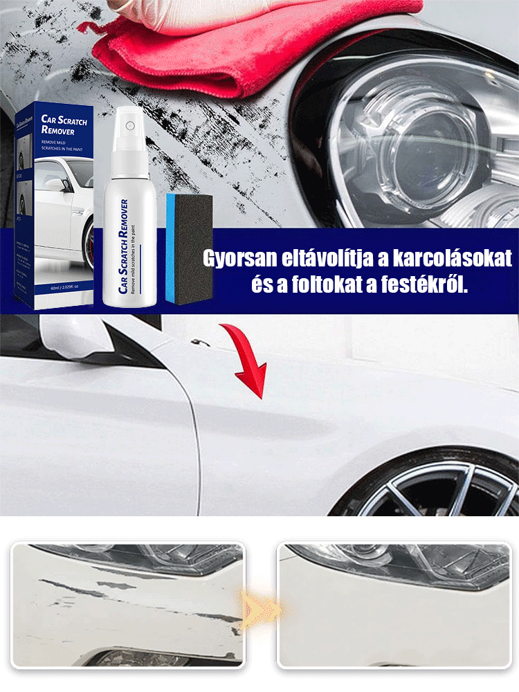 Autós karcolásjavító spray: Javítás, polírozás és védelem 3 az 1-ben