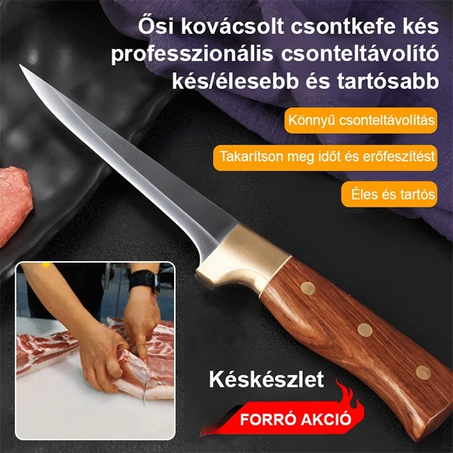 A hagyományos kések pár év után általában eltompulnak? Ez a kés már húsz éve használatban van, csontok és hús vágására is, és még mindig olyan éles, mint új korában!
