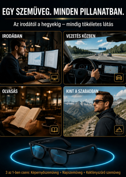  Intelligens Zoom Színváltó Valós idejű AI Fordító Szemüveg