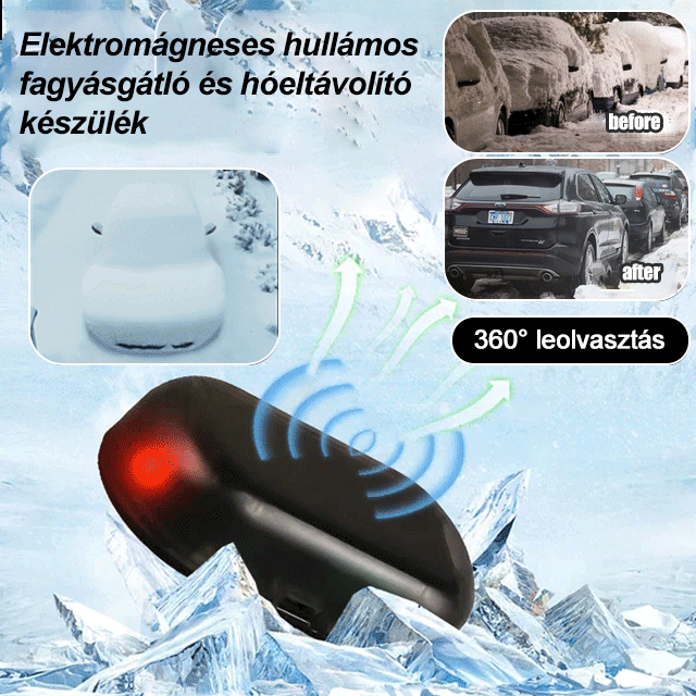Elektromágneses hullámos fagyásgátló és hóeltávolító készülék