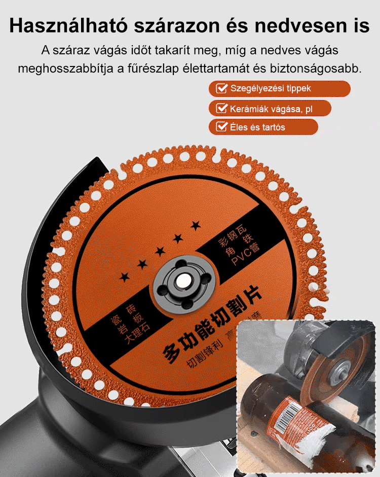 Éles, kopásálló ipari kompozit multifunkcionális vágókorong