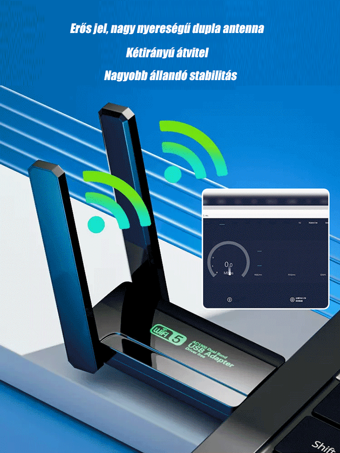 【🔥 Ingyenes próba】⚡ 1300M Kétsávos Wi-Fi adapter
