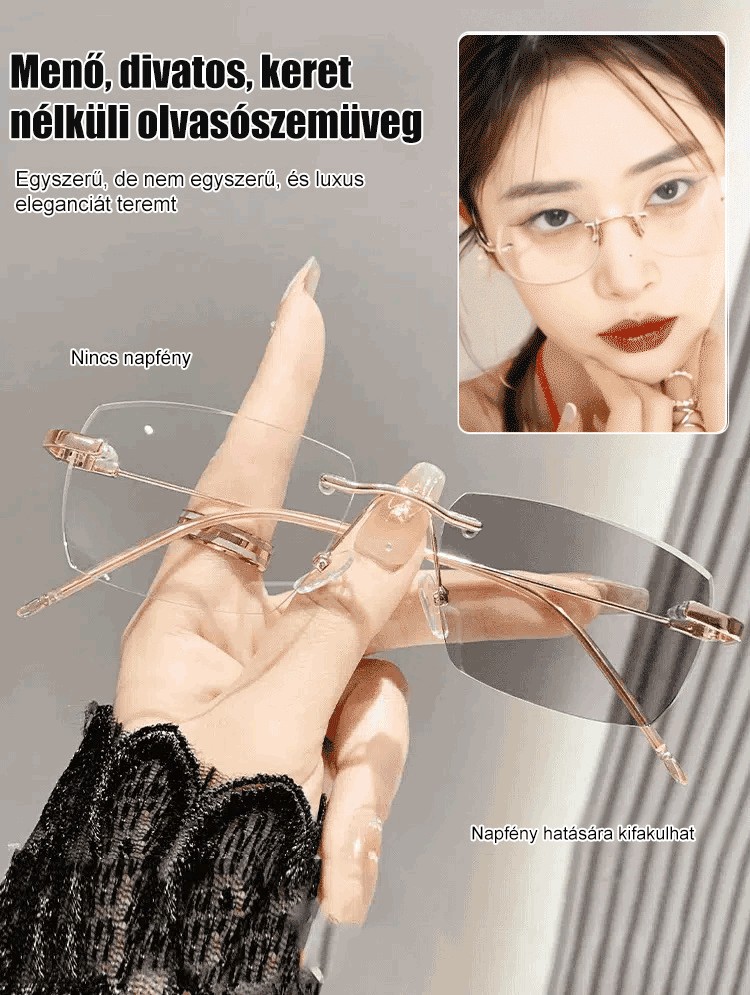 Színváltós zoom perem nélküli presbyopia szemüveg 【Férfi és női modellek】