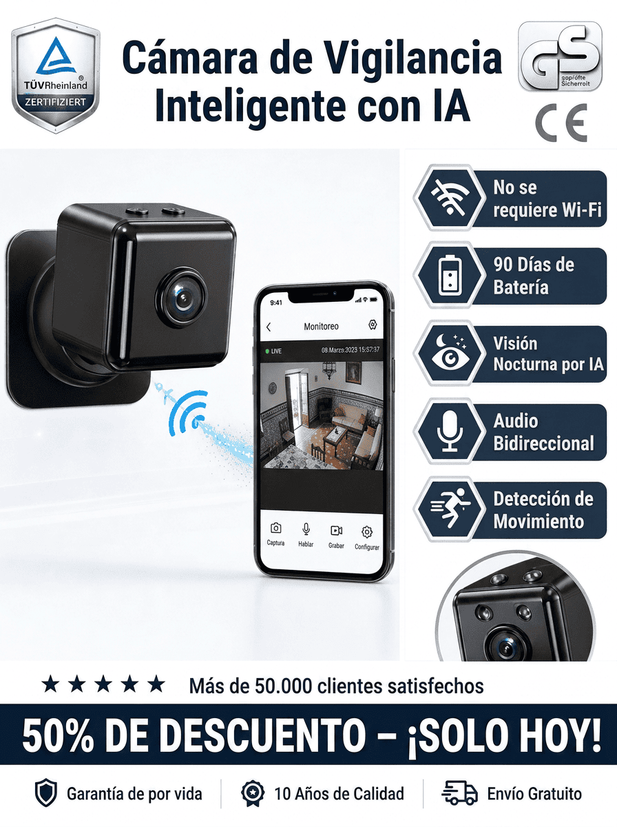 Nueva Cámara de Seguridad Inteligente sin cables ni internet: Uso 100% gratuito de por vida