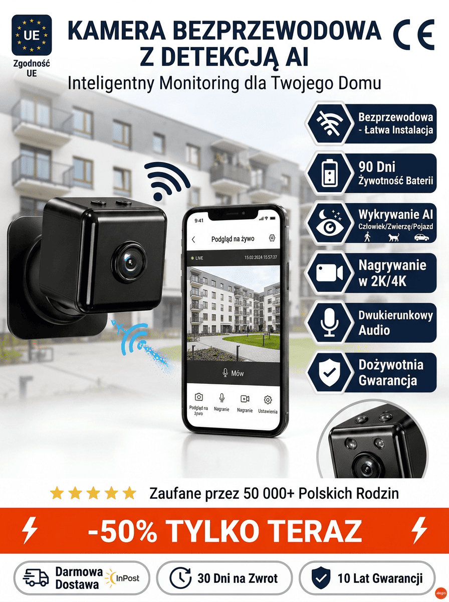 NowaInteligentna Kamera Monitorująca AI: 100% Bezpieczeństwa bez Wi-Fi i Kabli