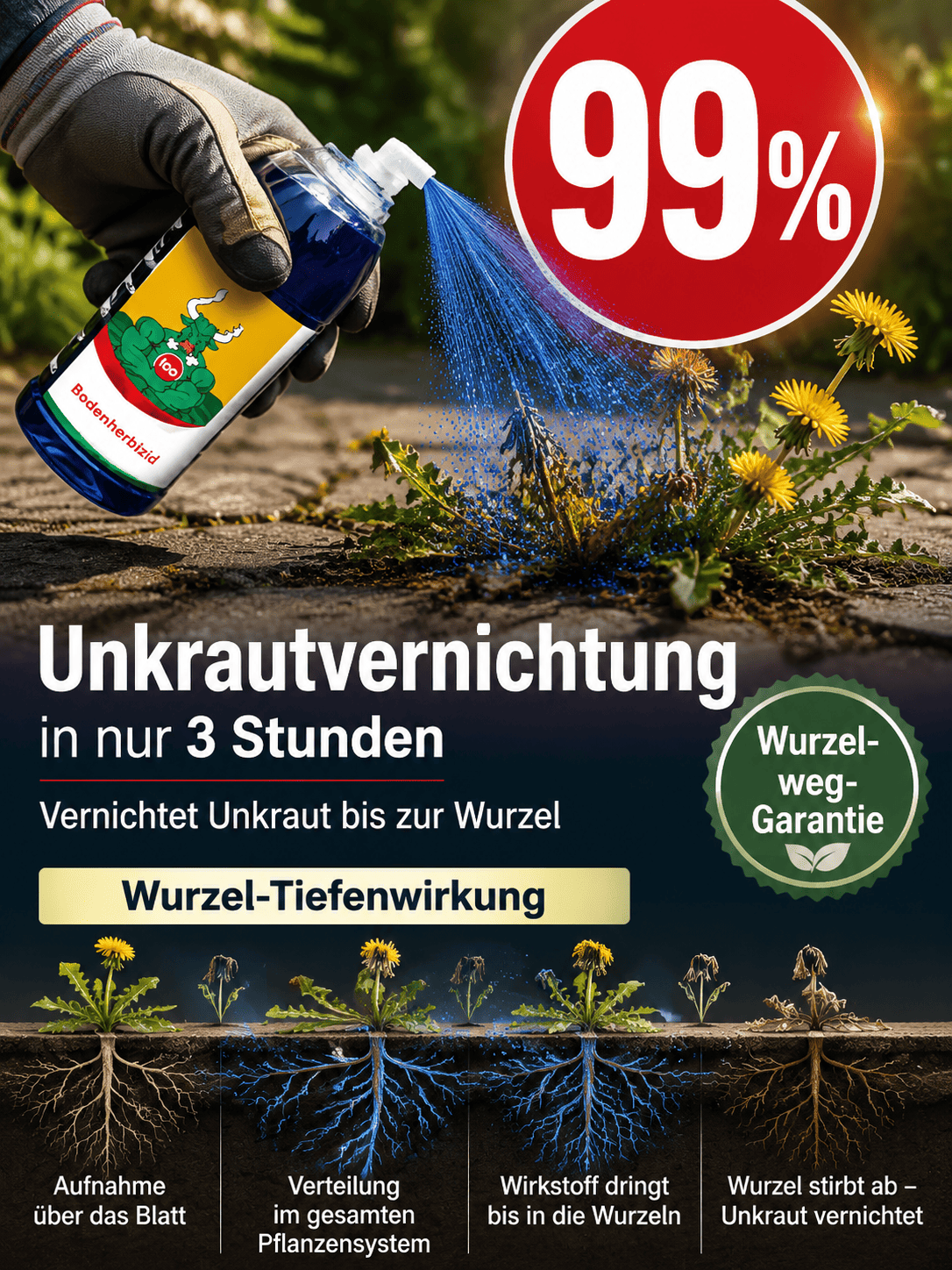 Premium Unkrautvernichter: 5 Jahre Ruhe & Tiefenwirkung bis zur Wurzel - 50% Rabatt
