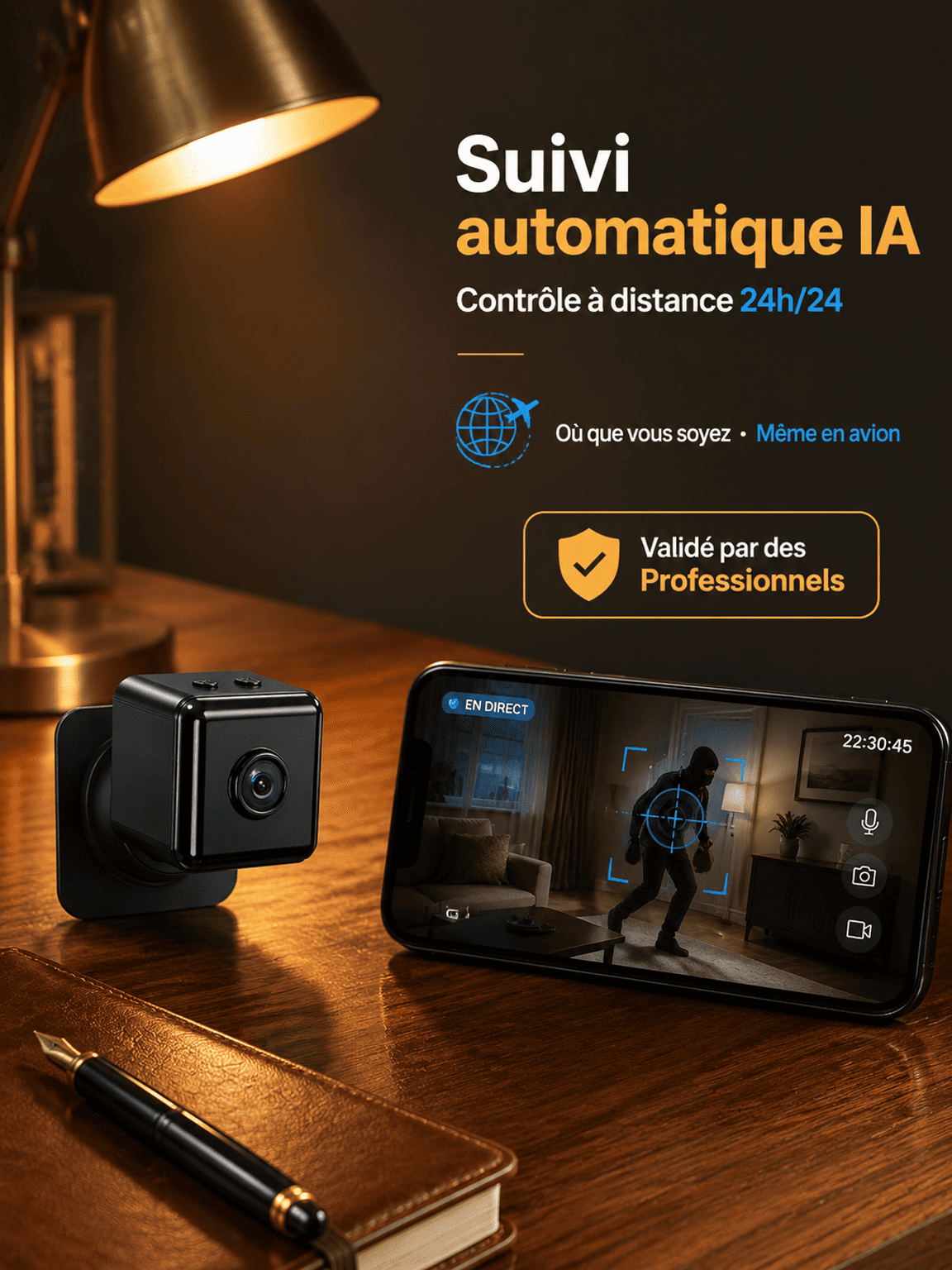 Caméra de Surveillance Intelligente IA : 100% Sans Fil, Sans Internet &Garantie à Vie
