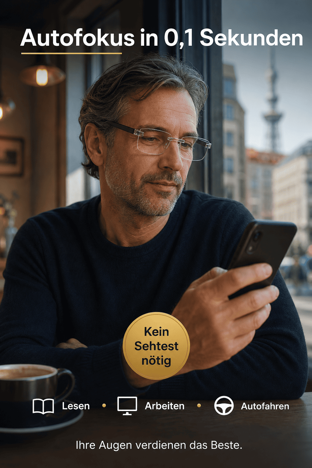 Anti-Blaulicht-Presbyopie-Brille/100-700 Grad/Intelligente Gleitsichtbrille/geeignet für Nah- und Fernsicht