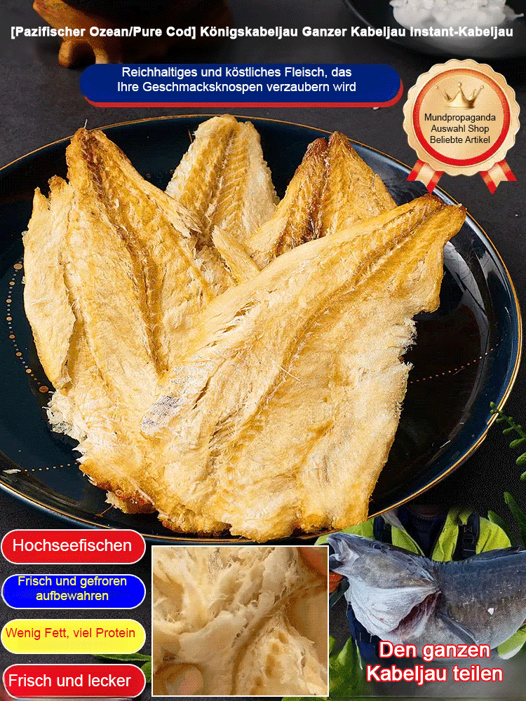 Zerreißbare, verzehrfertige Dorschfilets