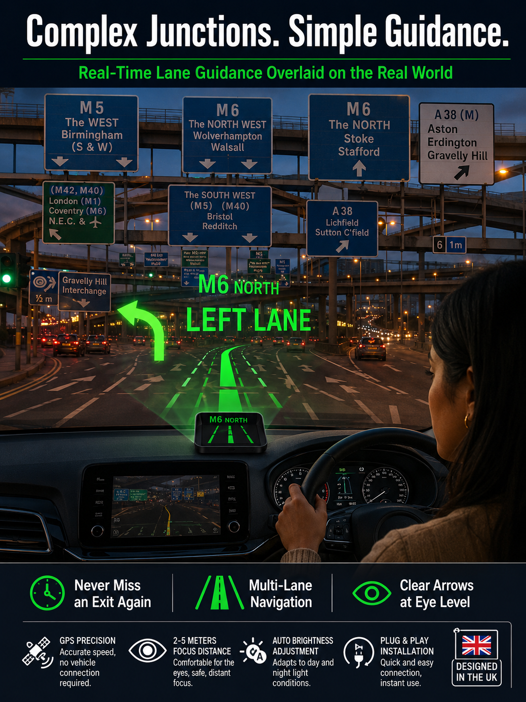 [Say goodbye to speeding fines] Head-Up Display (HUD) Car GPS Digital Speedometer