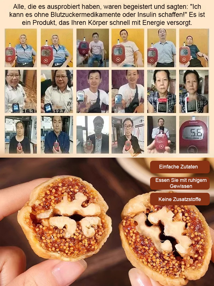 Freizeit-Snack Feigen mit Walnusskernen Trockenfrüchte