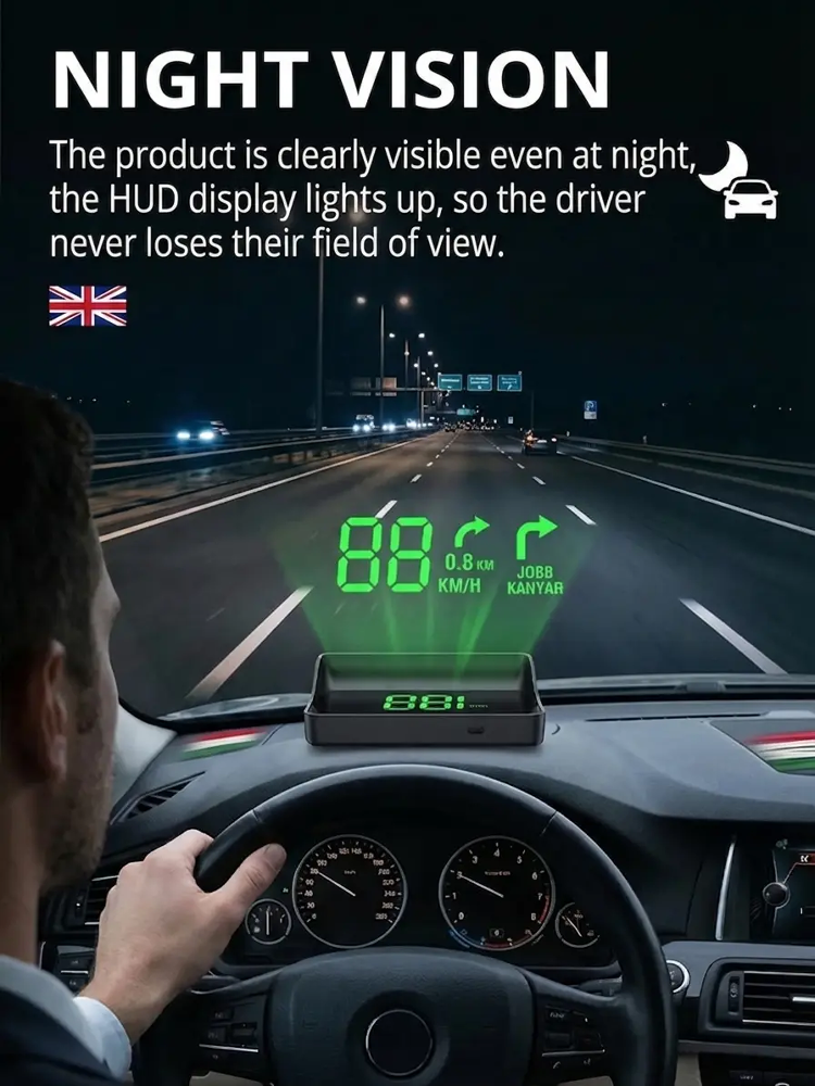 [Say goodbye to speeding fines] Head-Up Display (HUD) Car GPS Digital Speedometer