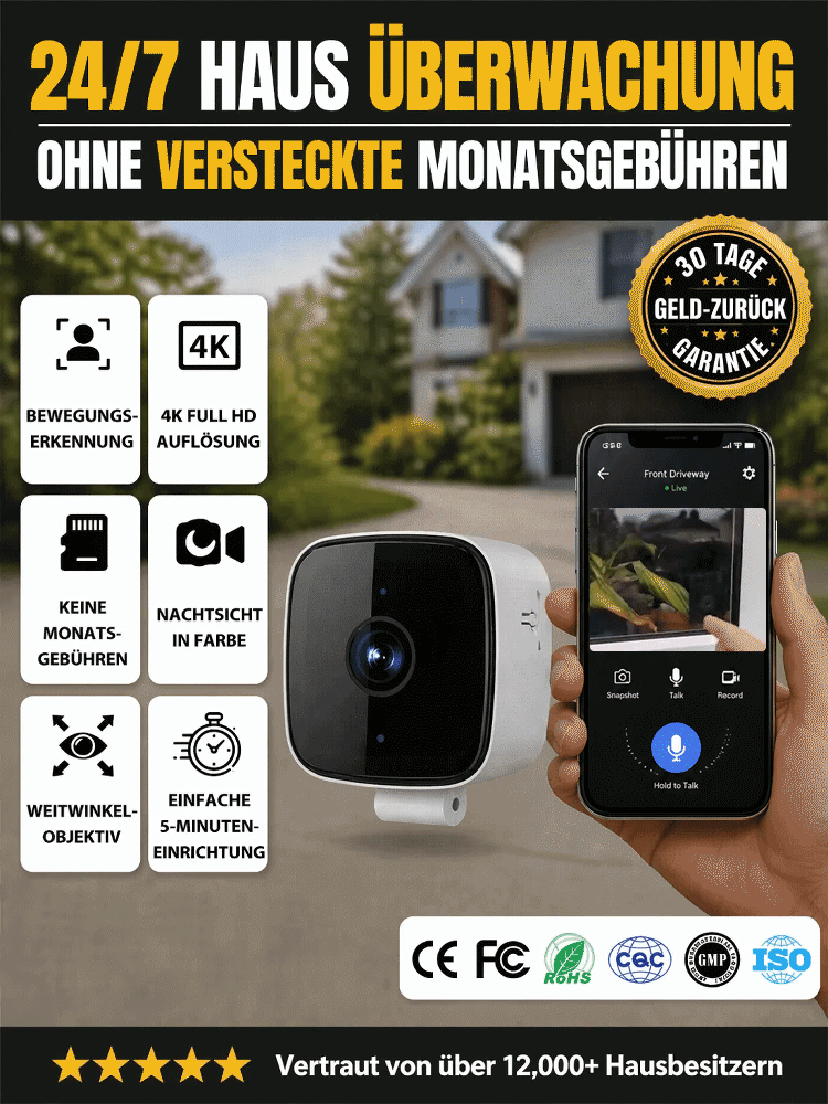 Fernüberwachungskamera für den Hausgebrauch ohne Bohrungen