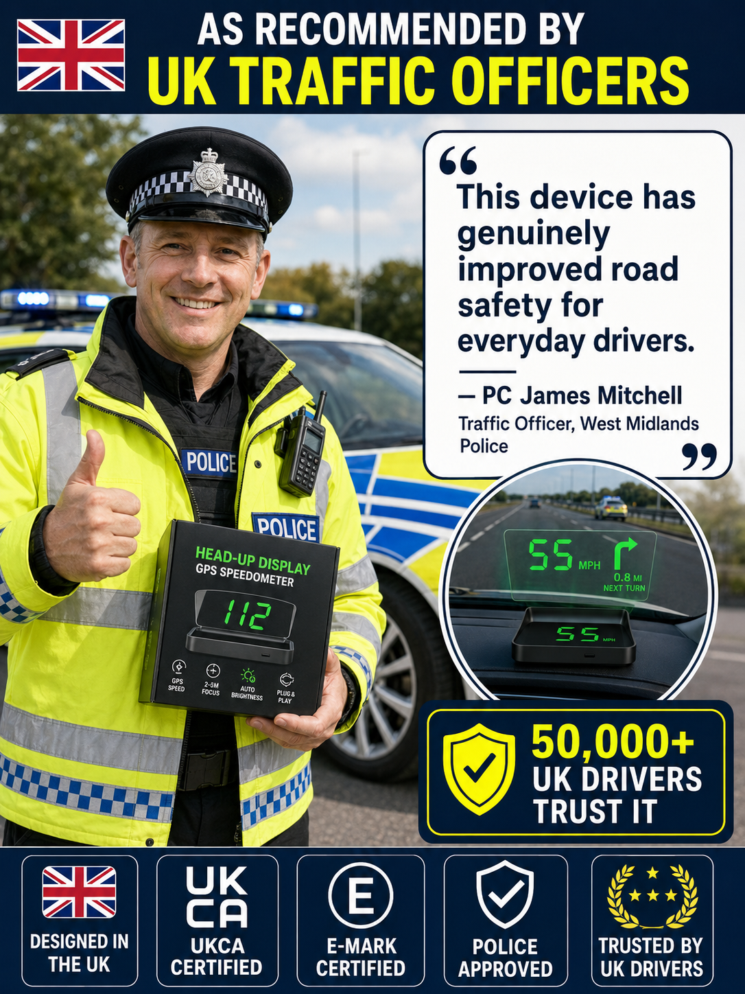 [Say goodbye to speeding fines] Head-Up Display (HUD) Car GPS Digital Speedometer
