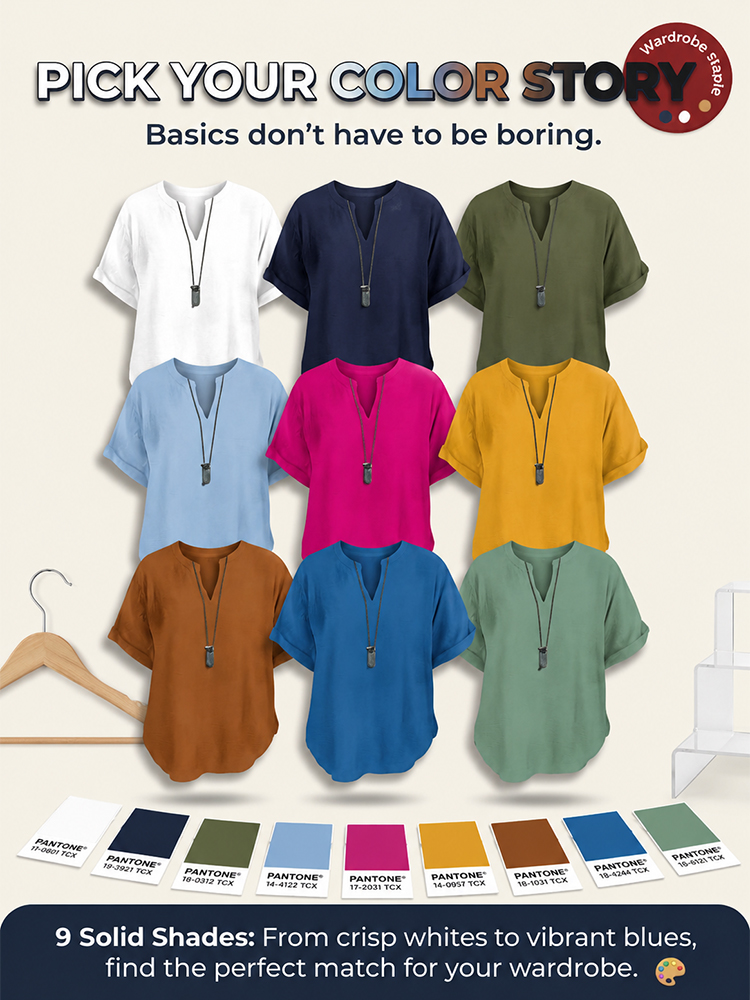 Elegant V-Neck Women's Casual Blouse – Comfortable, Breathable & Figure-Flattering