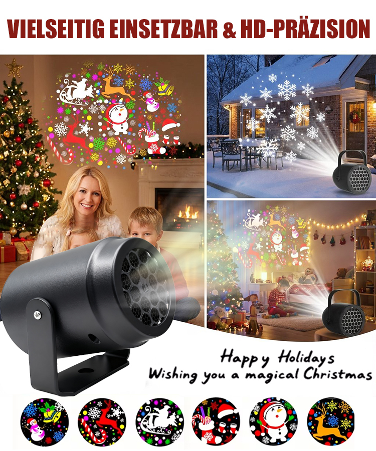 16 Muster Weihnachtsatmosphäre Festtagsprojektorlampe