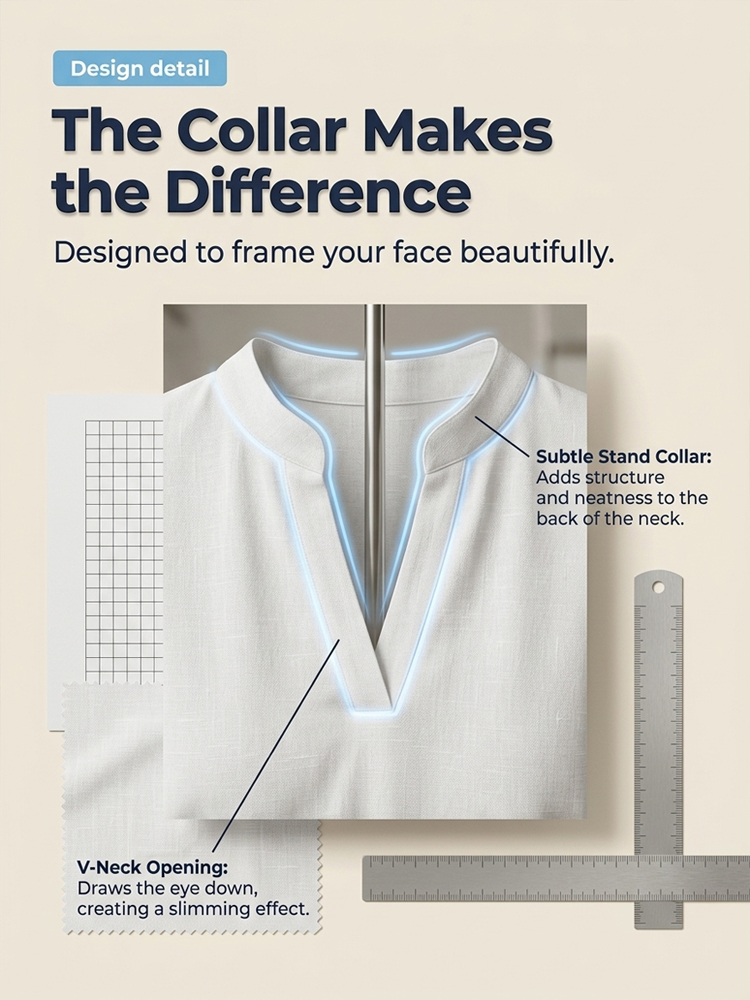 Elegant V-Neck Women's Casual Blouse – Comfortable, Breathable & Figure-Flattering