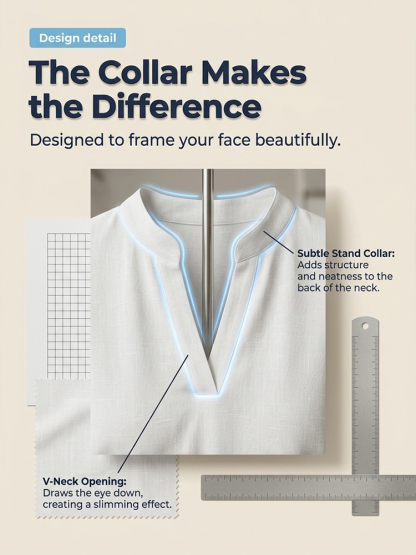 Elegant V-Neck Women's Casual Blouse – Comfortable, Breathable & Figure-Flattering