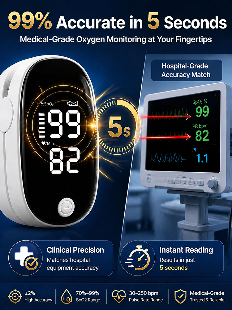 [Medical-Grade Monitoring] 99% Accurate Pulse Oximeter
