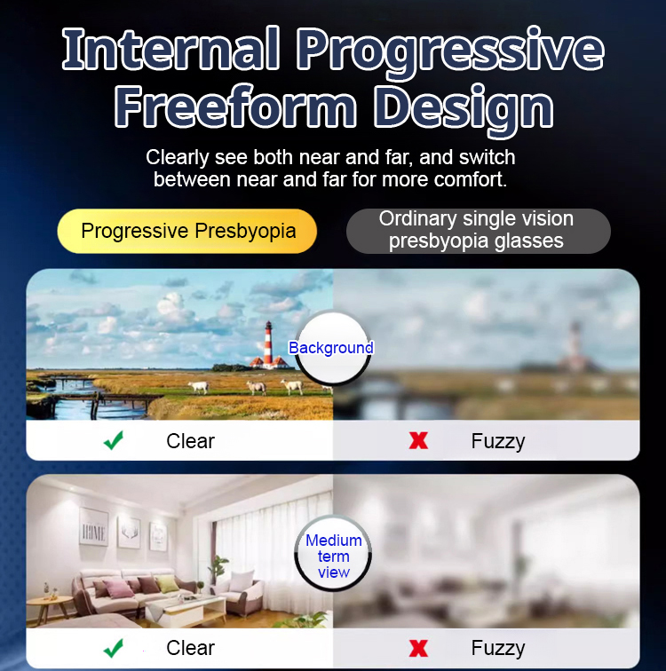 Color-changing anti-blue light presbyopia glasses