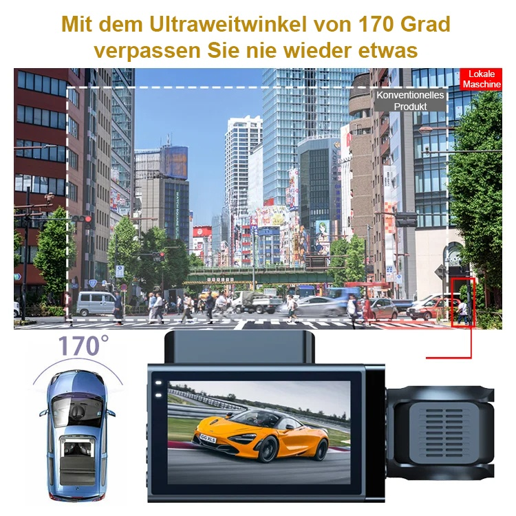 HD-Wifi-Auto-Recorder mit drei Aufzeichnungen