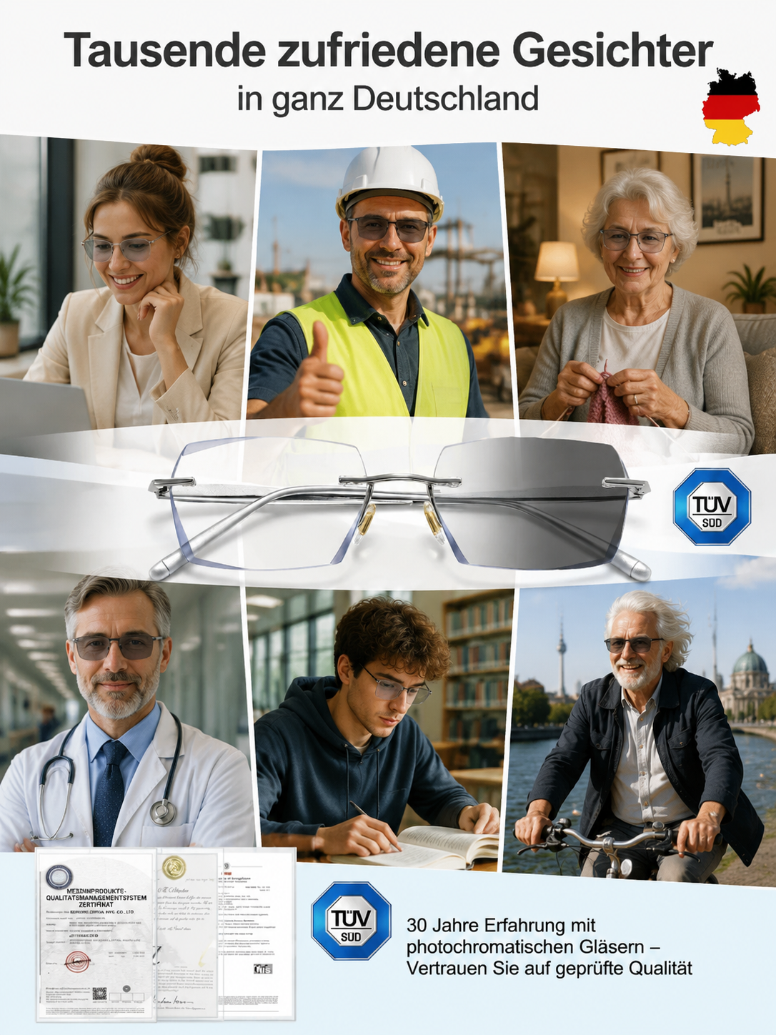 【Hergestellt in Oberkochen】Modische smarte Zoom-Brille