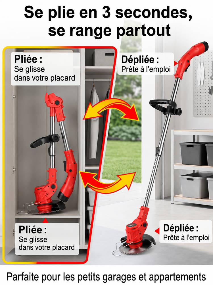 [Autonomie exceptionnelle] Tondeuse électrique pliable