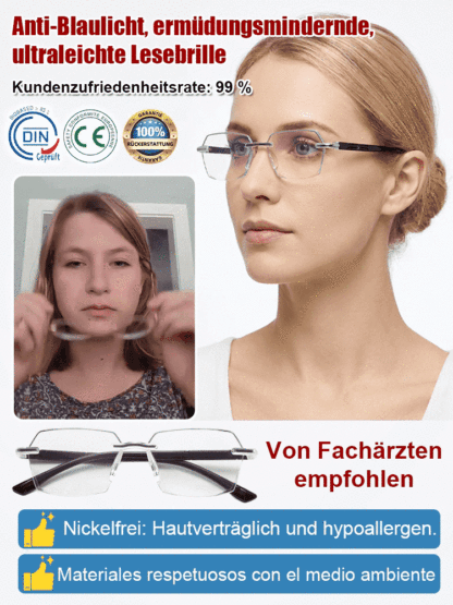 Blaulichtfilter Anti-Ermüdung ultraleichte Großrahmen-Zoom-Lesebrille