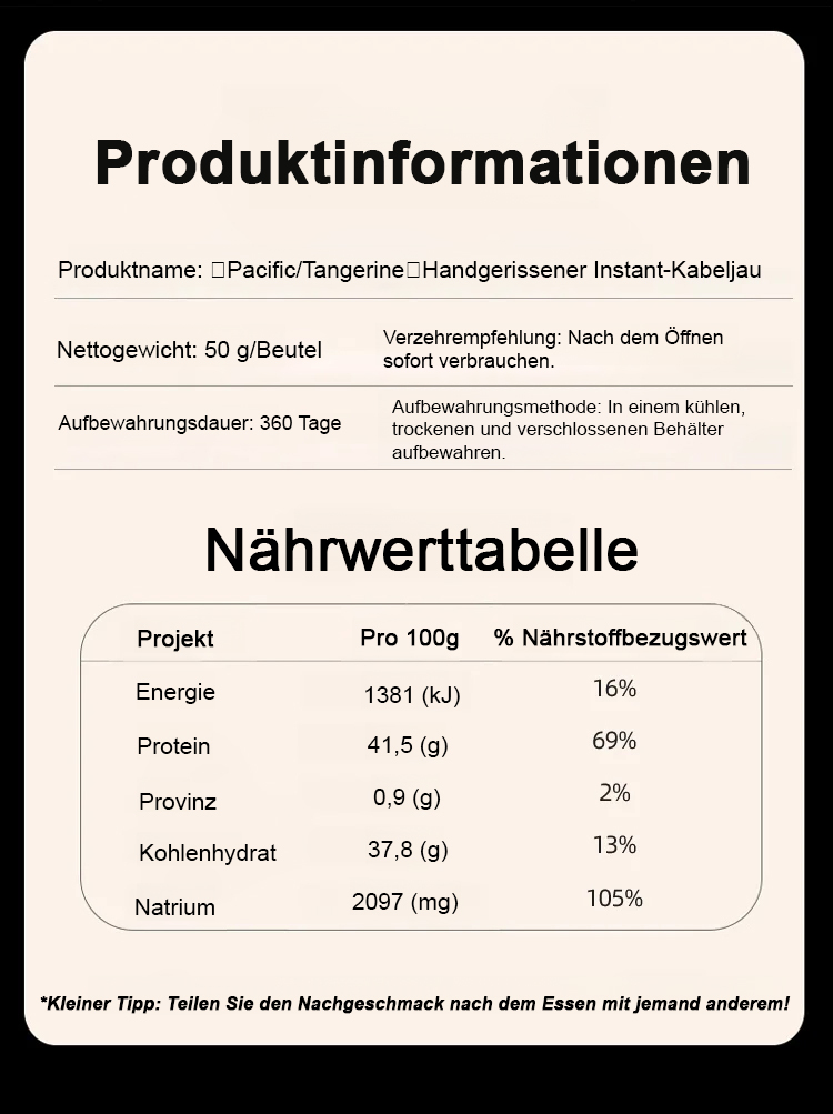 Zerreißbare, verzehrfertige Dorschfilets