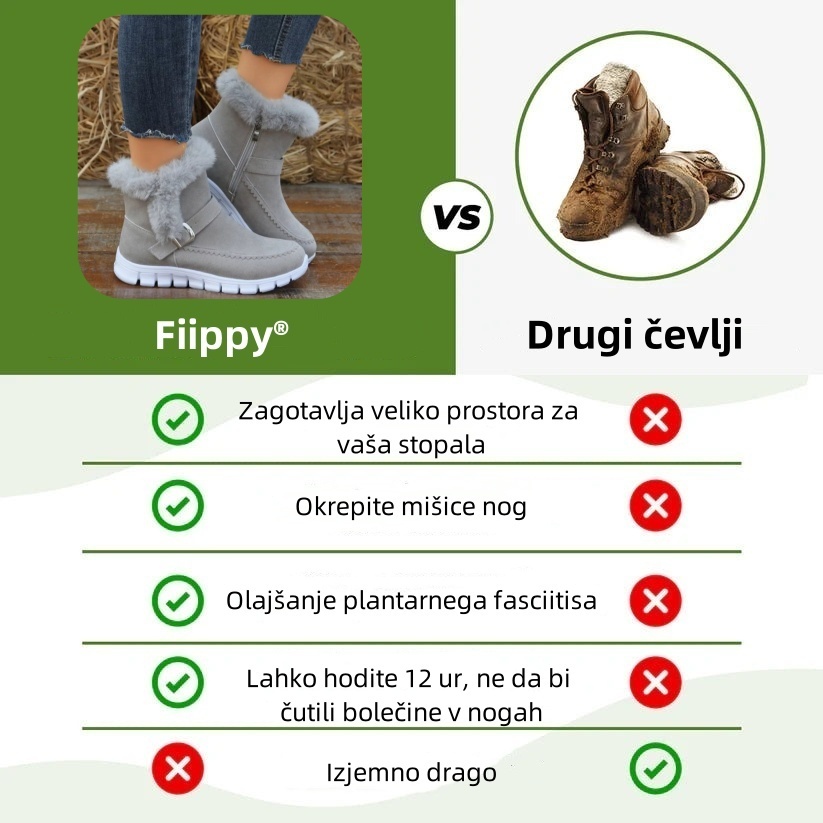 Fiippy® - Ergonomski zimski ortopedski čevlji za lajšanje bolečin v stopalih, kolenih in hrbtu - Ženski