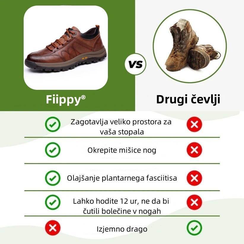 Fiippy® Premium usnjeni ortopedski čevlji | Ergonomsko oblikovani za lajšanje bolečin v hrbtu, nogah in stopalih ter zagotavljajo izjemno udobje (ročno izdelani).