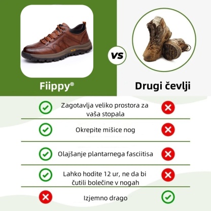 Fiippy® Premium usnjeni ortopedski čevlji | Ergonomsko oblikovani za lajšanje bolečin v hrbtu, nogah in stopalih ter zagotavljajo izjemno udobje (ročno izdelani).