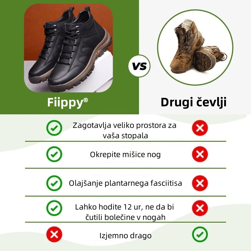 Fiippy® Premium usnjeni ortopedski čevlji | Ergonomsko oblikovani za lajšanje bolečin v hrbtu, nogah in stopalih ter zagotavljajo izjemno udobje (ročno izdelani).