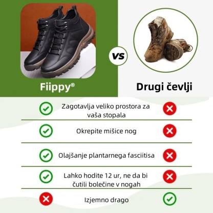 Fiippy® Premium usnjeni ortopedski čevlji | Ergonomsko oblikovani za lajšanje bolečin v hrbtu, nogah in stopalih ter zagotavljajo izjemno udobje (ročno izdelani).