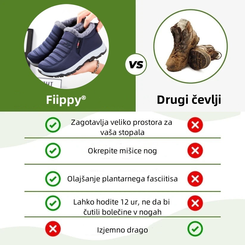 Fiippy® - Ergonomski zimski ortopedski čevelj za bolečine v stopalih, kolenih in hrbtu - Unisex