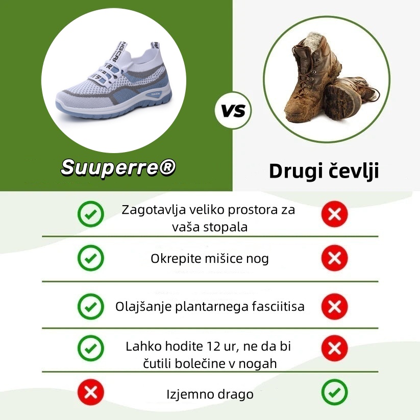 Ženski ortopedski čevlji Suuperre® | Ergonomsko oblikovani za lajšanje bolečin v hrbtu, sklepih in stopalih ter zagotavljajo vrhunsko udobje.