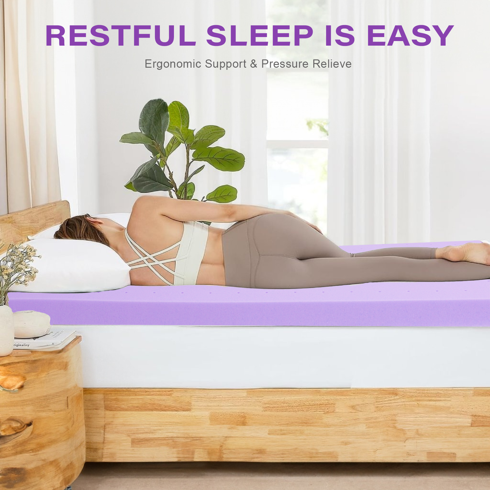 BedsPick Mattress Topper Queen Memory Foam