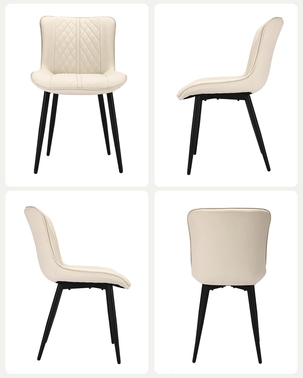 Leather Kitchen Chairs with Metal Legs, Upholstered Dining Room Chair, Modern Dining Chair for Kitchen, Living, Home-Bedspick