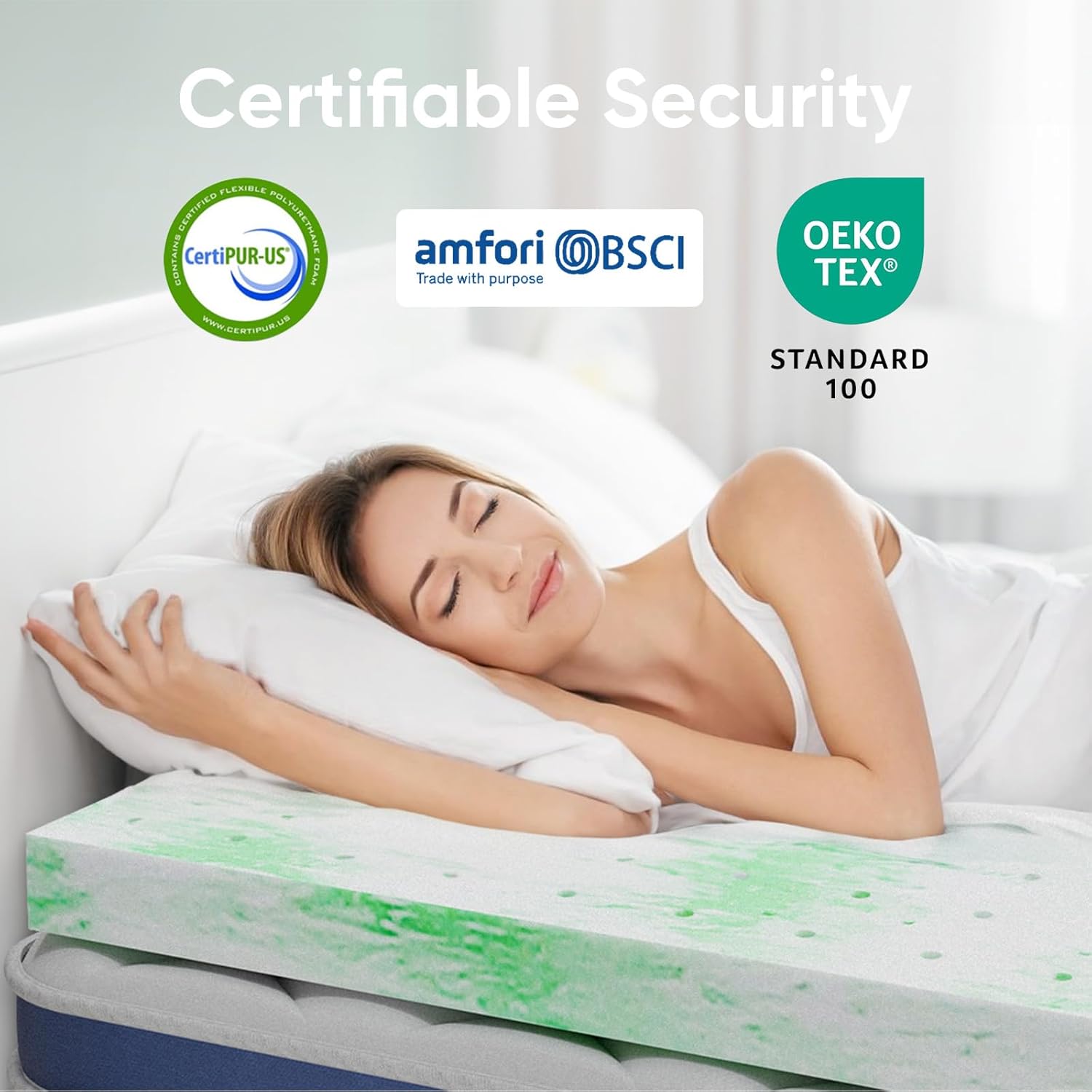 BedsPick Mattress Topper,Gel Memory Foam Mattress Topper for Body Support & Pressure Relief-Bedspick