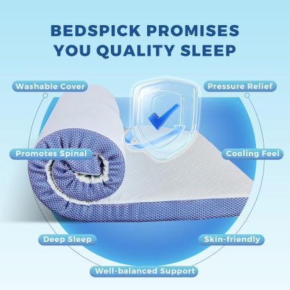 BedsPick Twin Mattress Topper, 3 Inch Memory Foam Cooling Gel Foam Bed Mattress Topper for Pain Relief-Bedspick