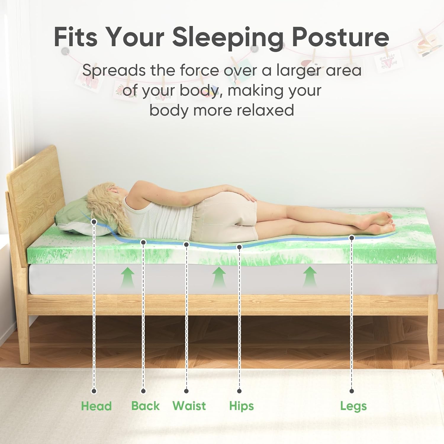 BedsPick Mattress Topper,Gel Memory Foam Mattress Topper for Body Support & Pressure Relief-Bedspick