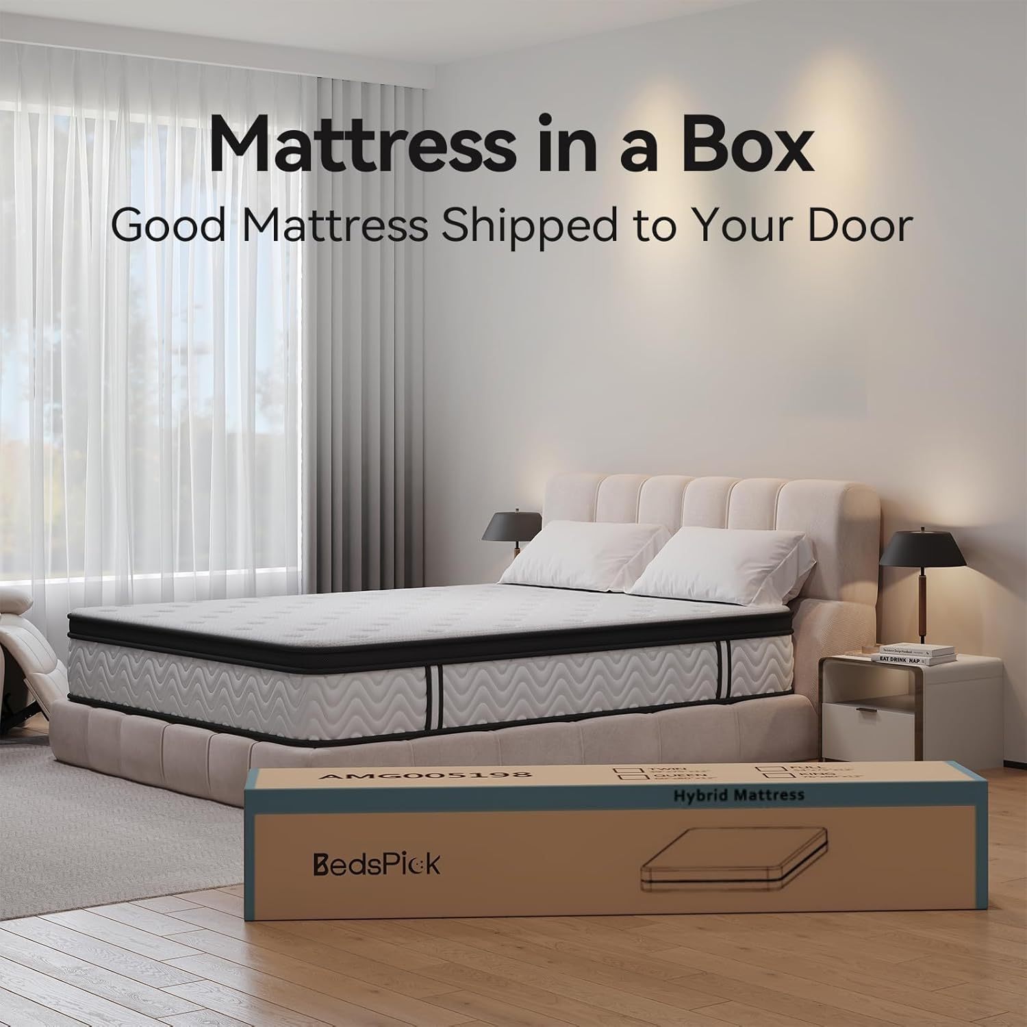 BedsPick Queen Mattress, 12 Inch Hybrid Mattress in a Box