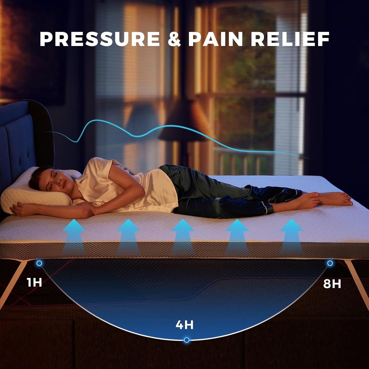 BedsPick Twin Mattress Topper, 3 Inch Memory Foam Cooling Gel Foam Bed Mattress Topper for Pain Relief-Bedspick