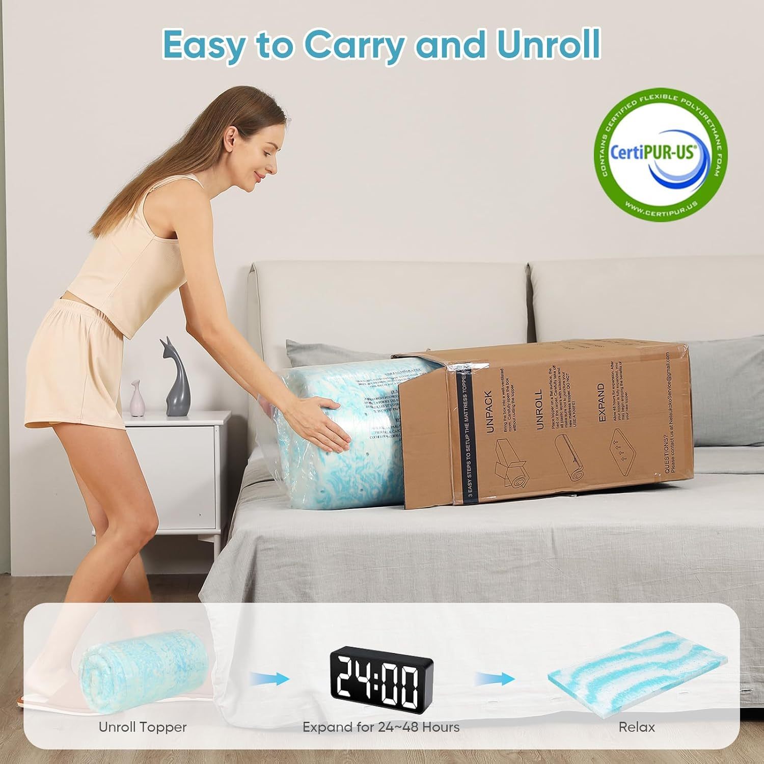 BedsPick 3 Inch Twin XL Memory Foam Mattress Topper