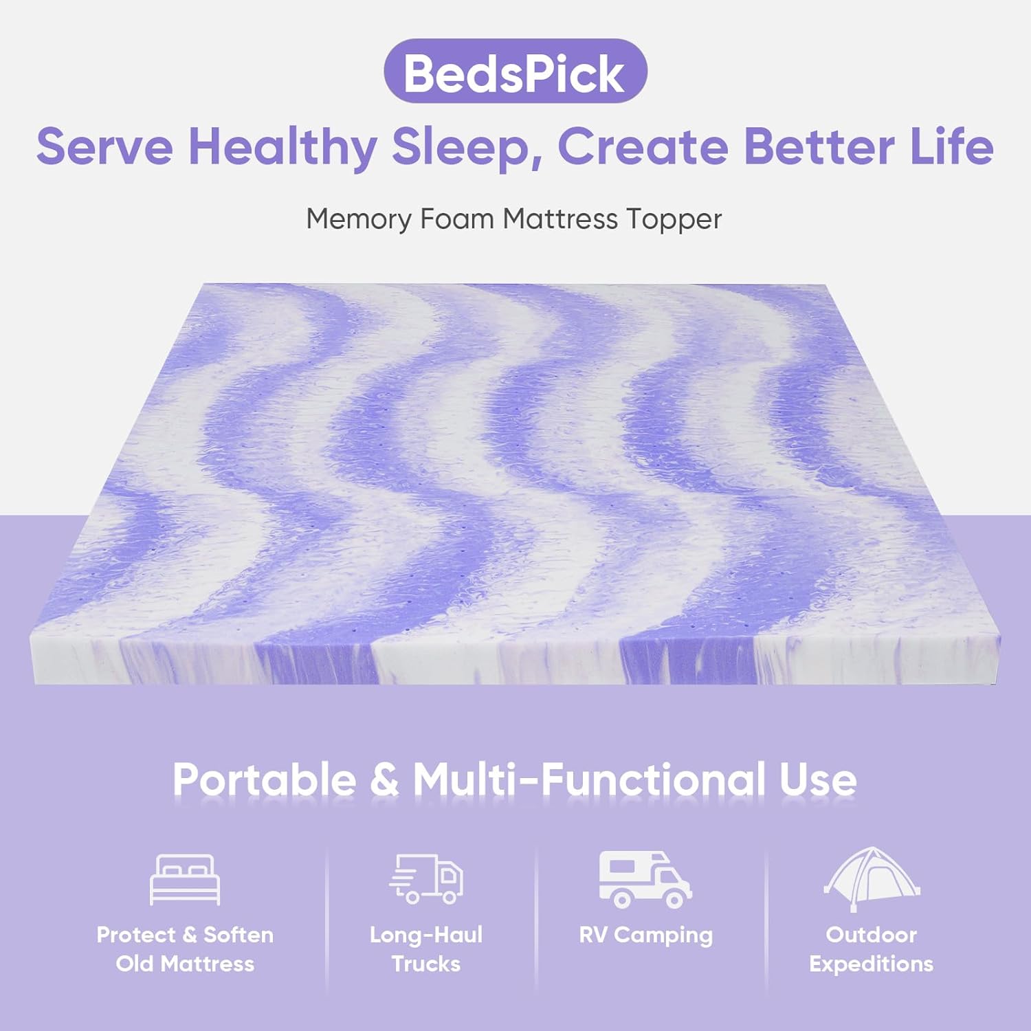 BedsPick Memory Foam Mattress Topper