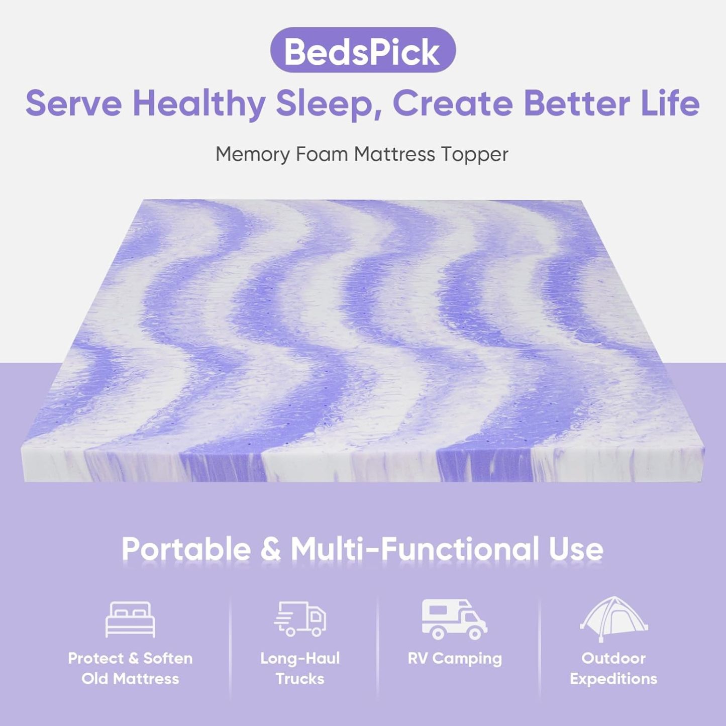 BedsPick Memory Foam Mattress Topper